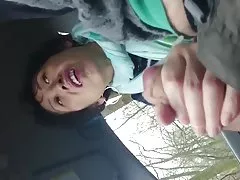 Beauty cums twice directly in the open air