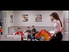 Chick in the gym shakes her tits with the coach