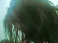 Gently caresses her pussy