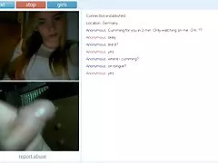 Red-haired girl with unrealistic stretching of the vagina