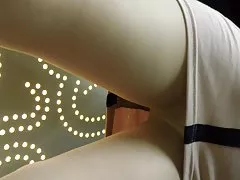 Female affection next to the toilet