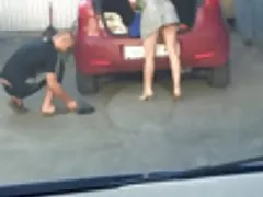 Young blonde is already used to big pieces