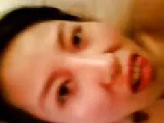 Beautiful brown-haired woman in an online chat