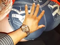 Busty chick helps her boyfriend to cum riding on his cock!